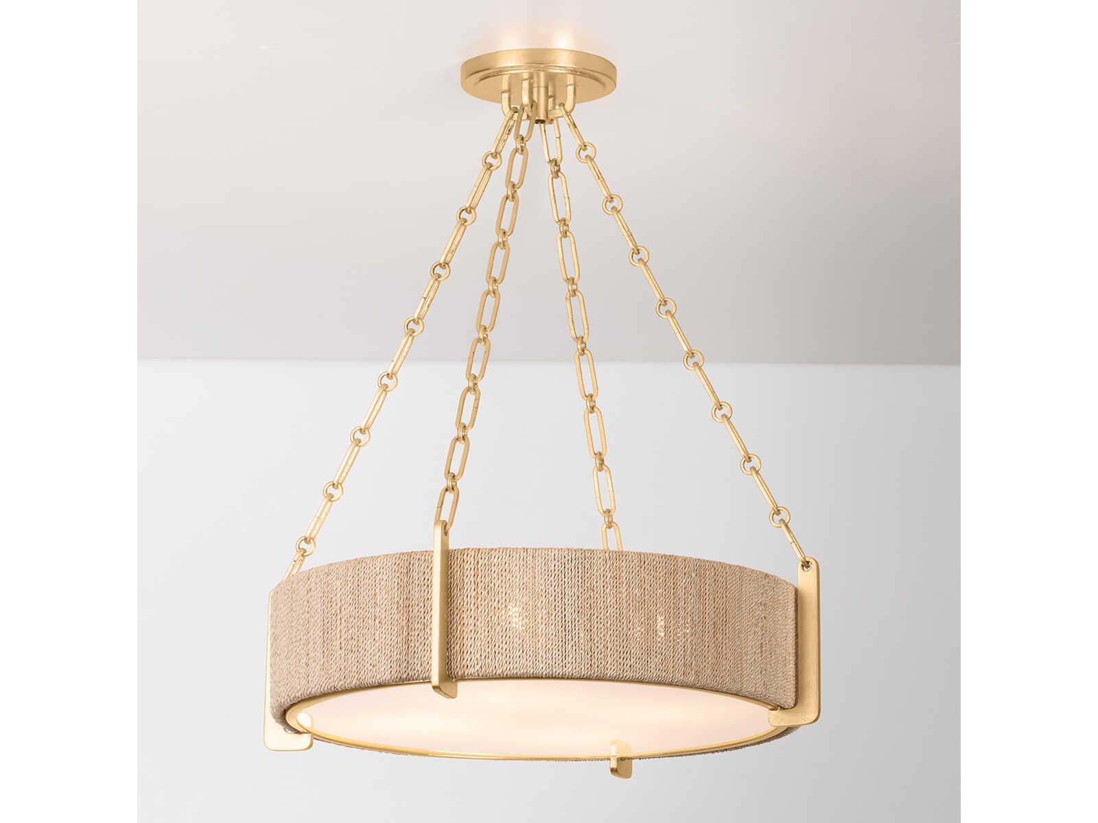 Hudson Valley Quebec 4-Light Gold Leaf Wood Candelabra Drum Chandelier