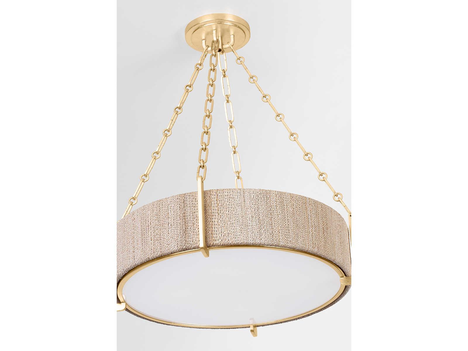 Hudson Valley Quebec 4-Light Gold Leaf Wood Candelabra Drum Chandelier