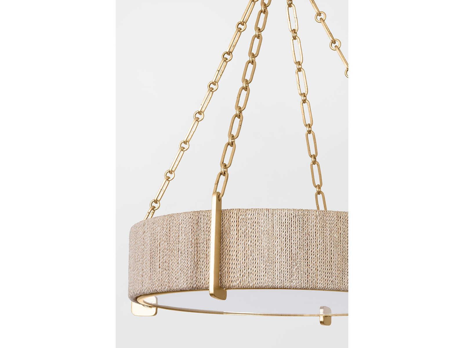 Hudson Valley Quebec 4-Light Gold Leaf Wood Candelabra Drum Chandelier