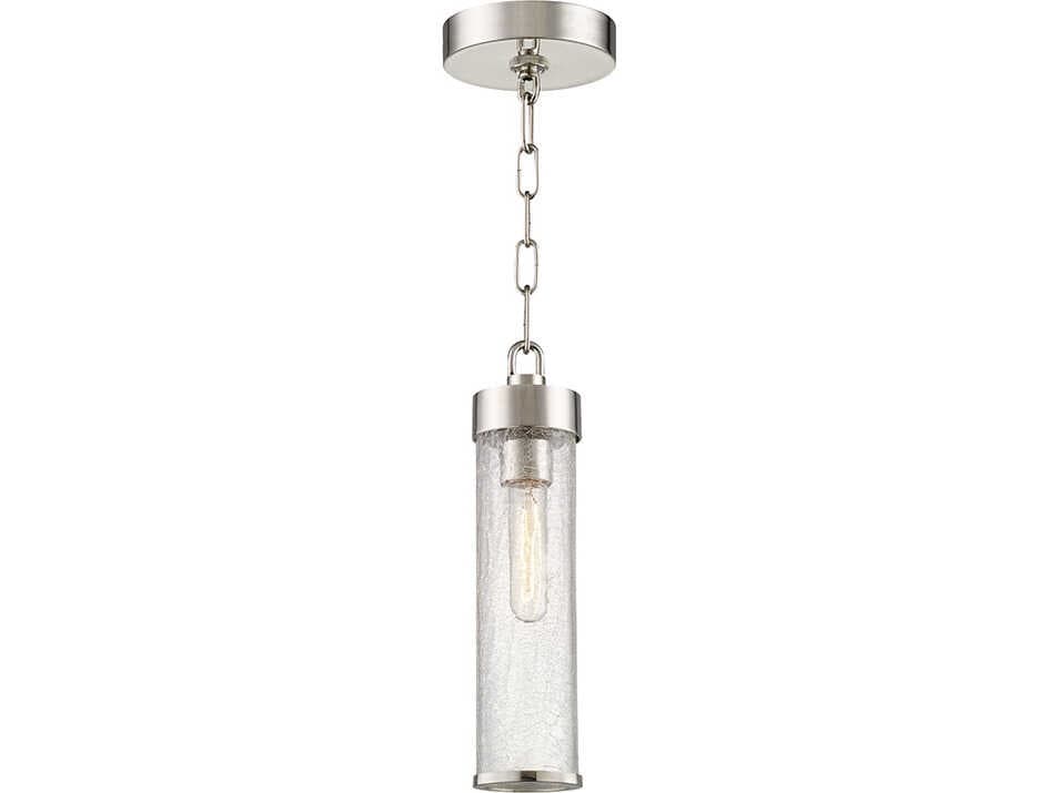 Hudson Valley Soriano 1-Light Polished Nickel Glass Cylinder Mini Pendant