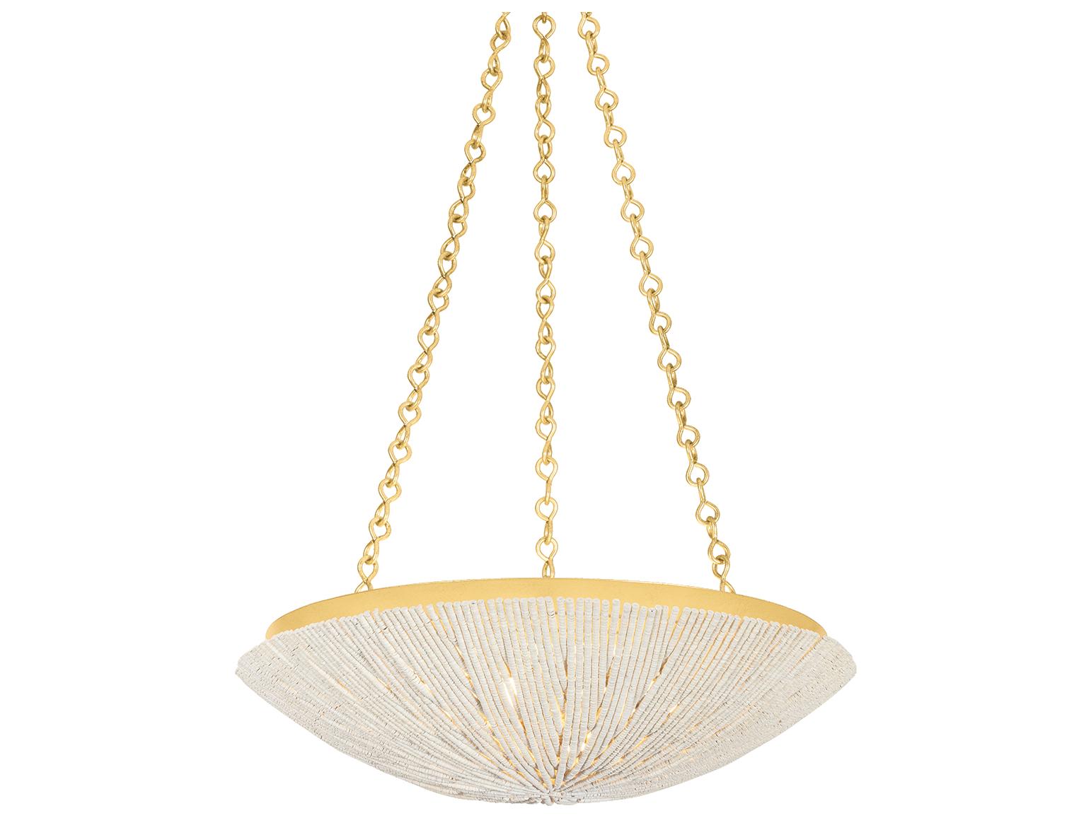 Hudson Valley Summerside 4-Light Vintage Gold Leaf Bowl Pendant