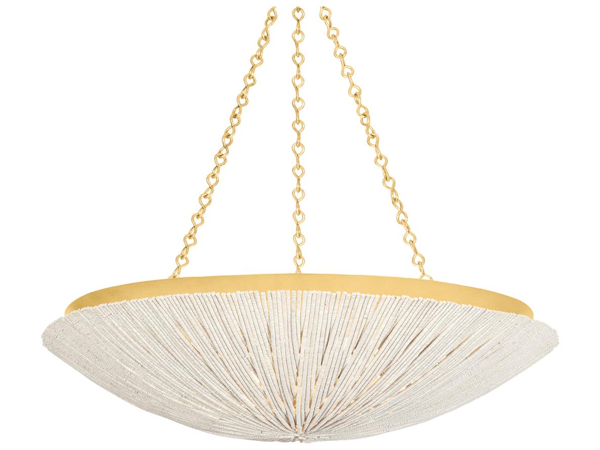 Hudson Valley Summerside 6-Light Vintage Gold Leaf Bowl Pendant
