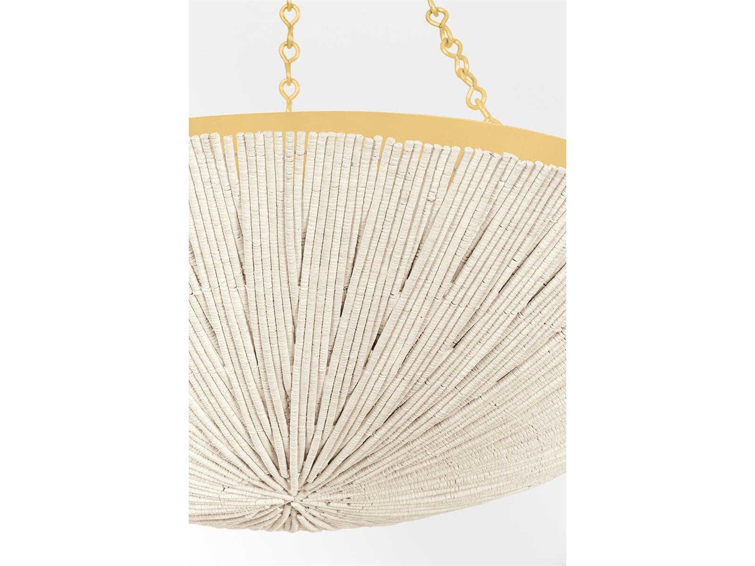 Hudson Valley Summerside 6-Light Vintage Gold Leaf Bowl Pendant