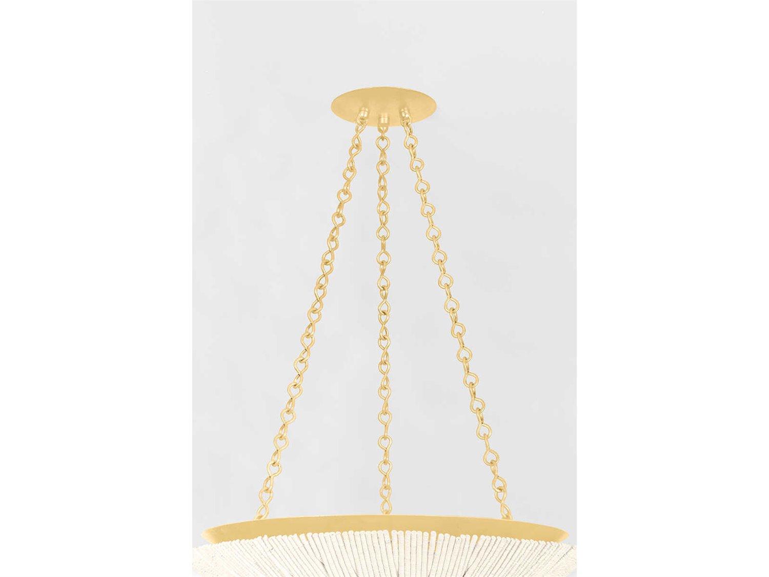 Hudson Valley Summerside 6-Light Vintage Gold Leaf Bowl Pendant