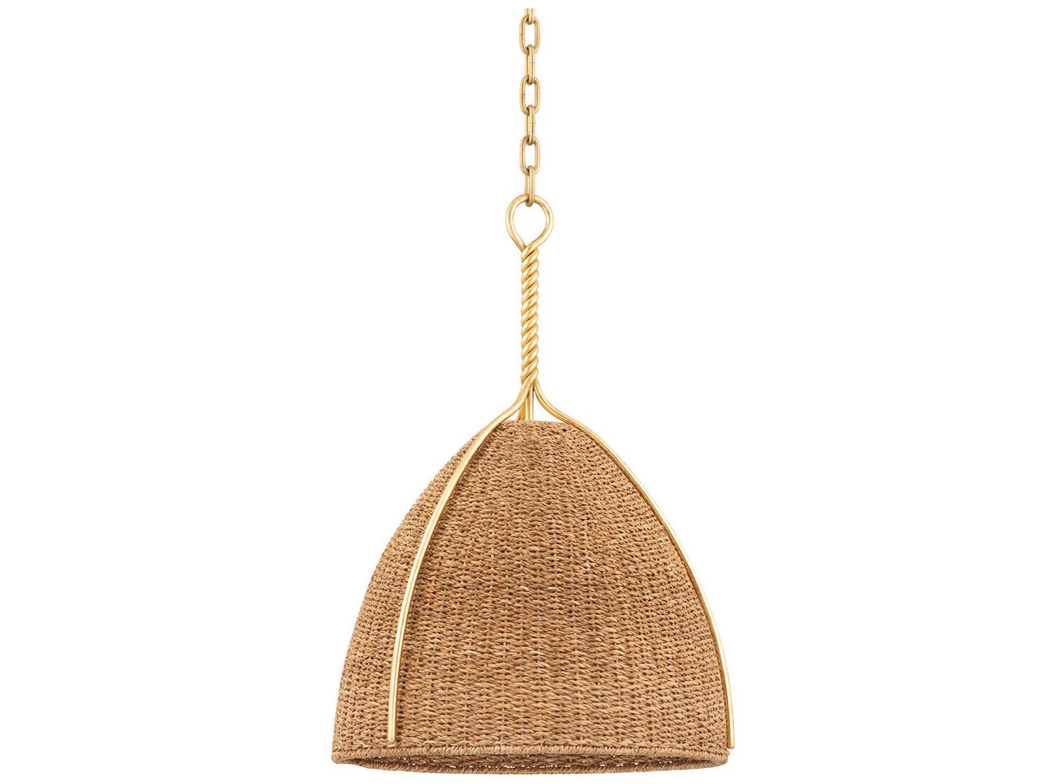 Hudson Valley Woodlawn 1-Light Vintage Gold Leaf Brown Bell Pendant