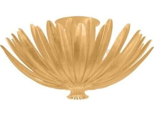 Hudson Valley Whitfield 3-Light Vintage Gold Leaf Traditional Semi Flush Mount