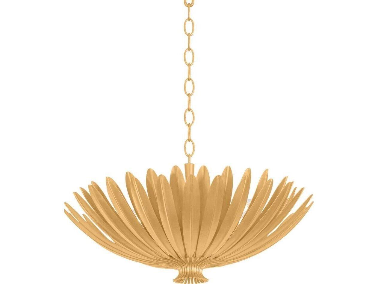 Hudson Valley Whitfield 4-Light Vintage Gold Leaf Traditional Bowl Pendant