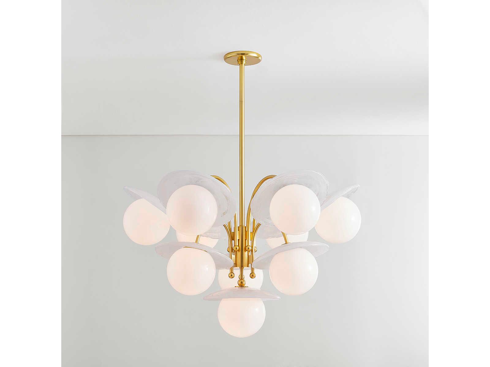 Hudson Valley Stampford 10-Light Aged Brass Globe Chandelier