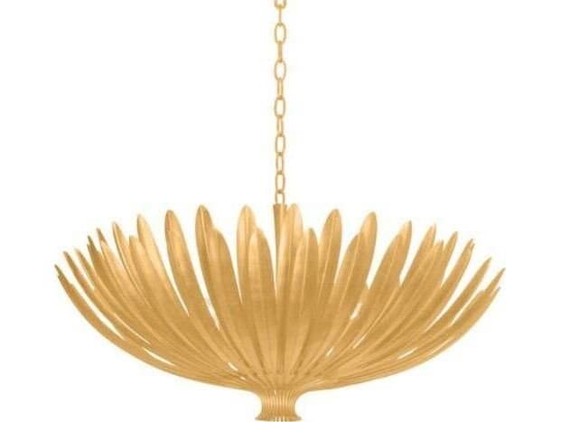 Hudson Valley Whitfield 8-Light Vintage Gold Leaf Traditional Bowl Pendant