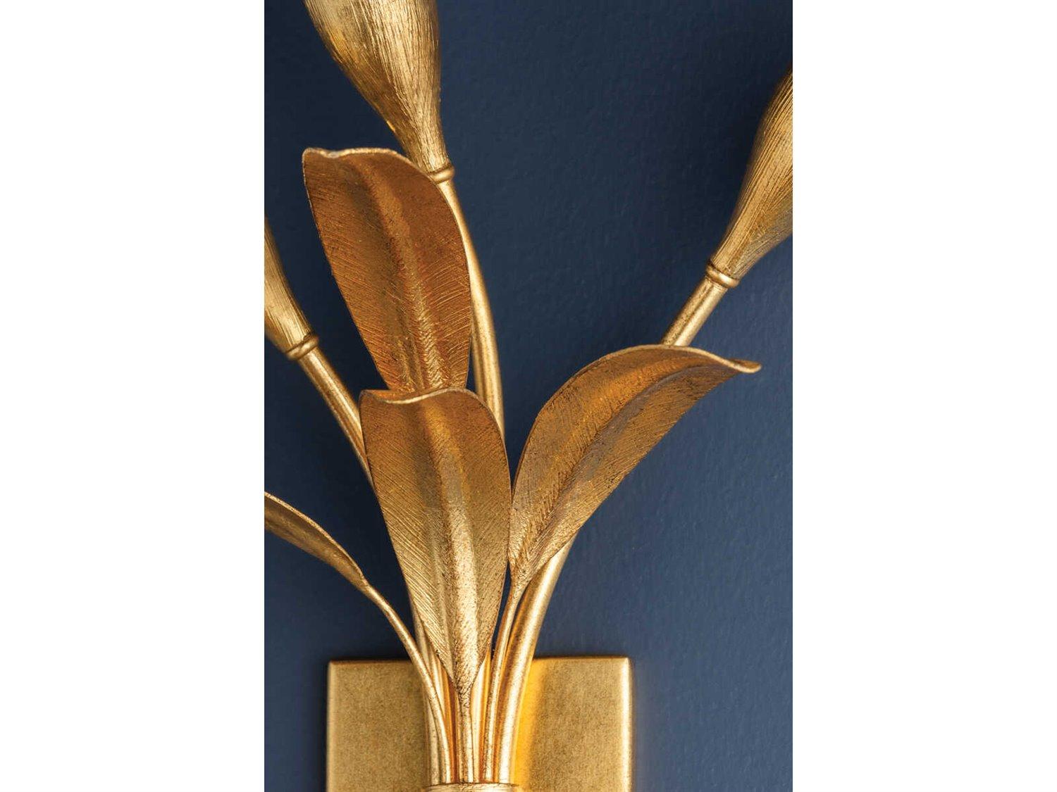 Hudson Valley Bilston 3-Light Vintage Gold Leaf Wall Sconce