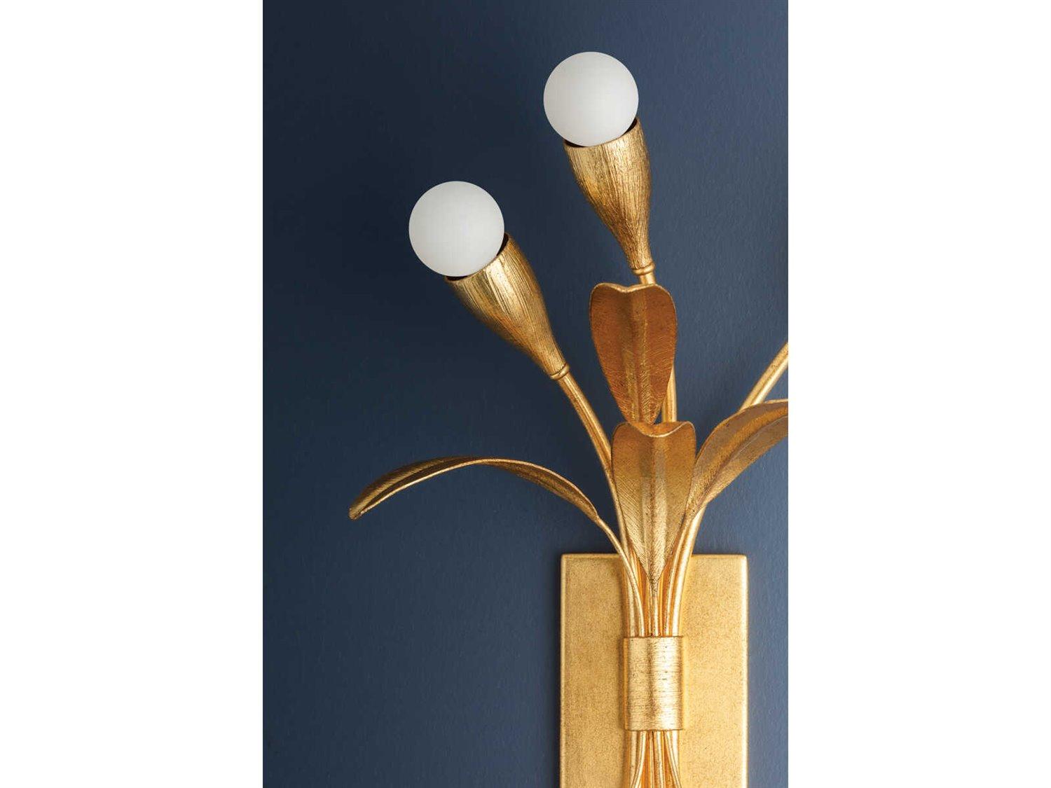 Hudson Valley Bilston 3-Light Vintage Gold Leaf Wall Sconce