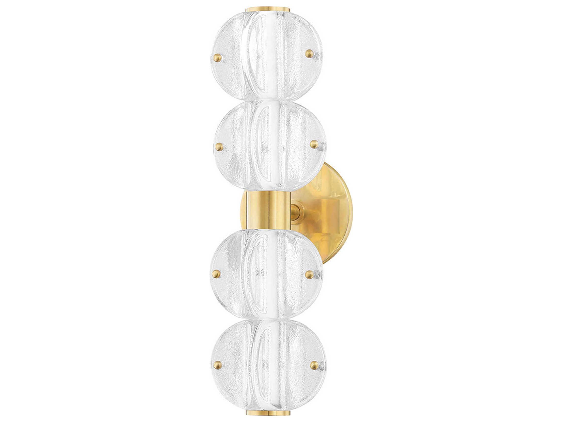 Hudson Valley Lindley 4-Light Aged Brass Etched Glass LED Vanity Light