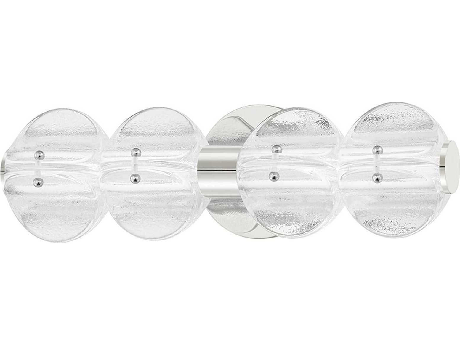 Hudson Valley Lindley 4-Light Polished Nickel Etched Glass LED Vanity Light