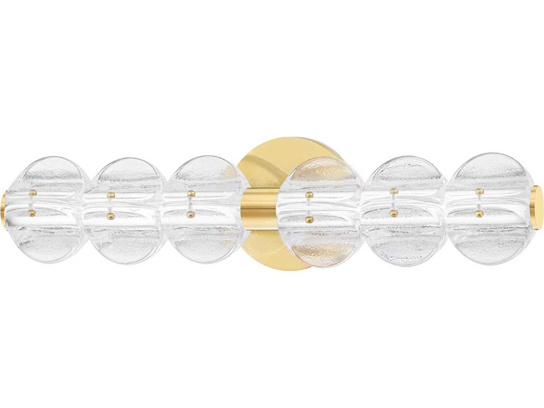 Hudson Valley Lindley 6-Light Aged Brass Etched Glass LED Vanity Light