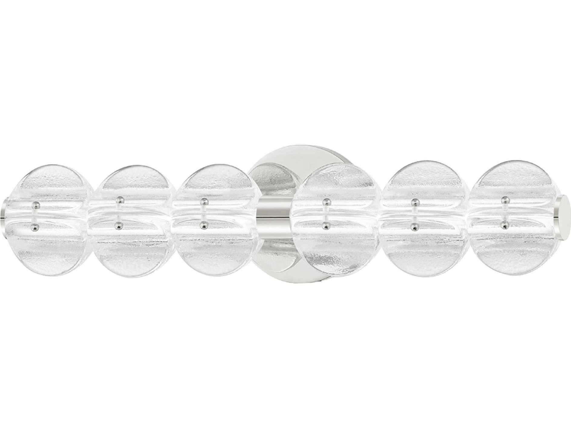 Hudson Valley Lindley 6-Light Polished Nickel Etched Glass LED Vanity Light