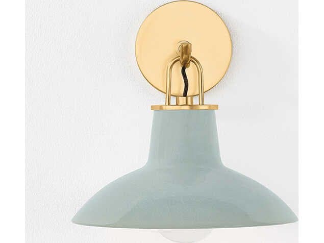 Hudson Valley Pottersville 1-Light Aged Brass Ceramic Moss Crackle Wall Sconce