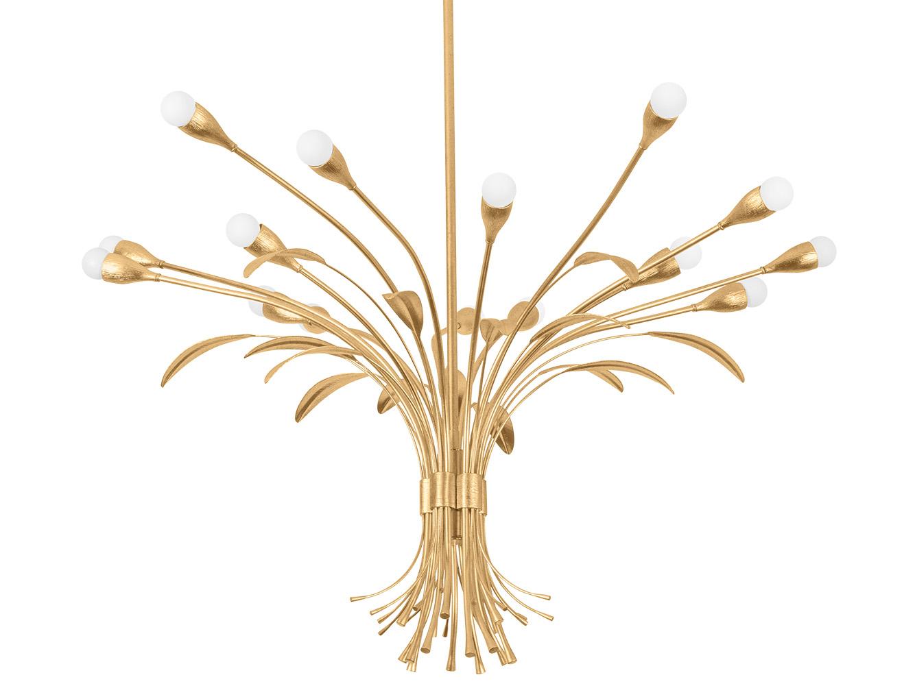 Hudson Valley Bilston 15-Light Vintage Gold Leaf Chandelier
