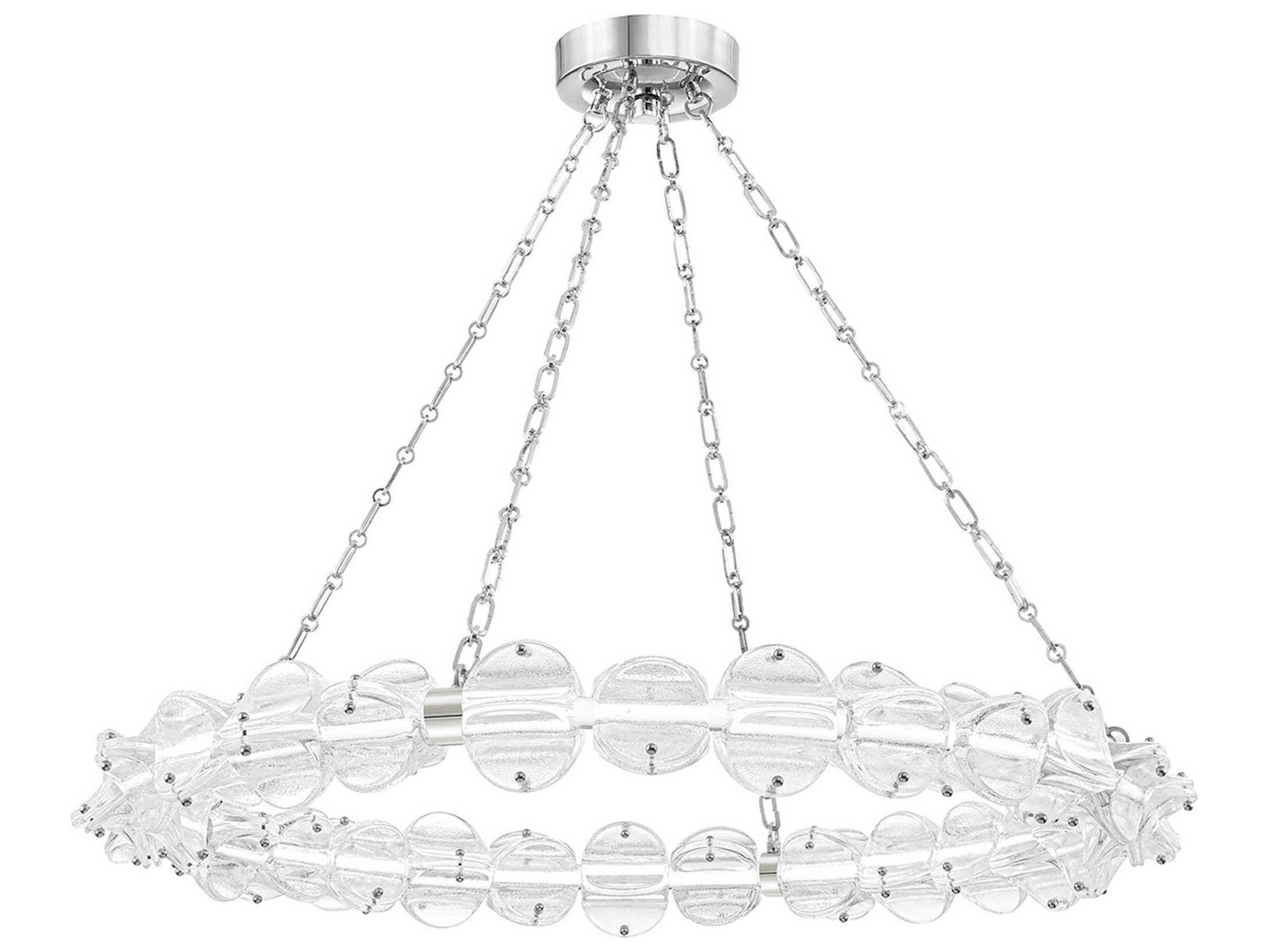 Hudson Valley Lindley 1-Light Polished Nickel Etched Glass LED Chandelier