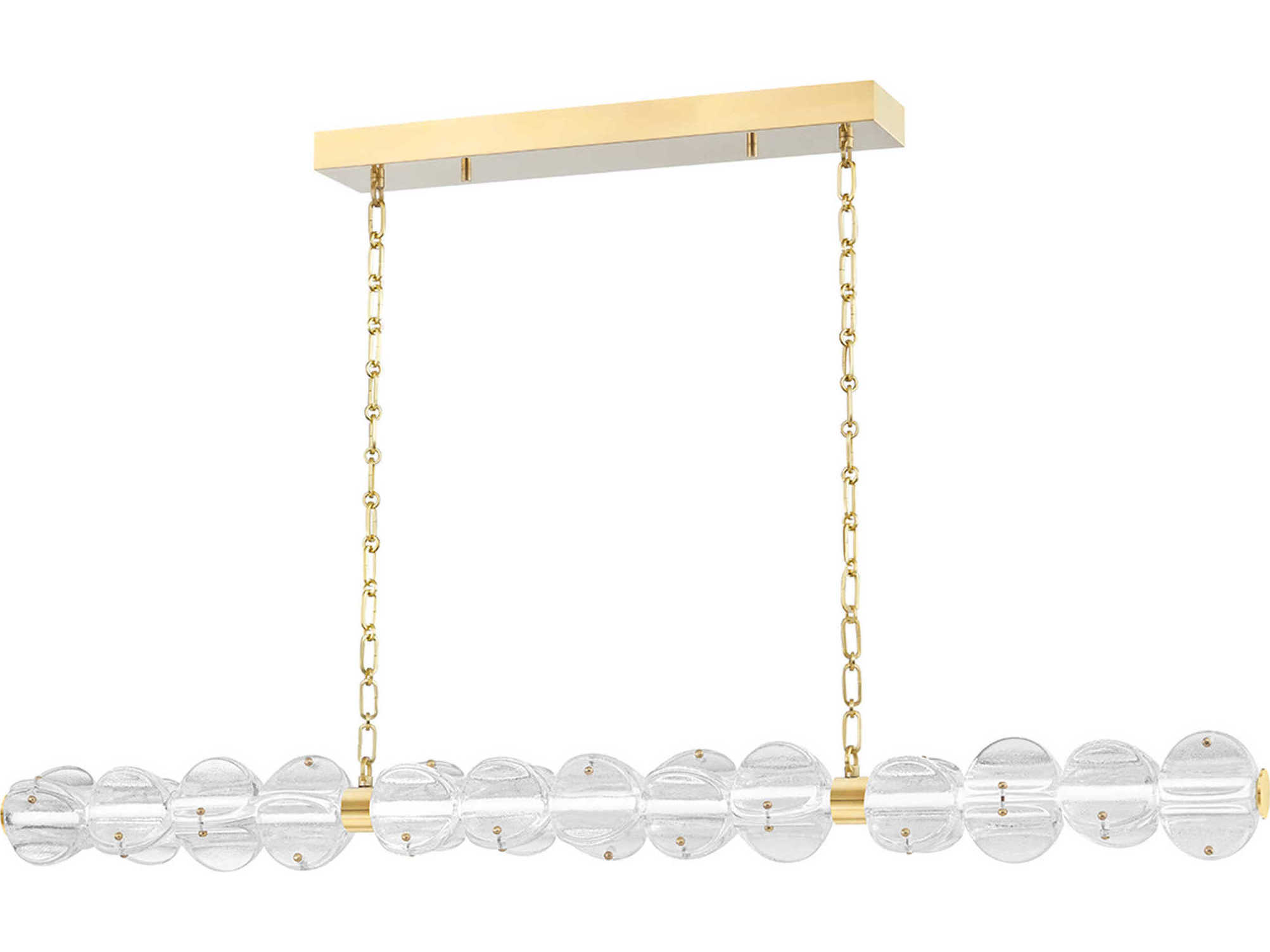 Hudson Valley Lindley 1-Light Aged Brass Etched Glass LED Island Pendant