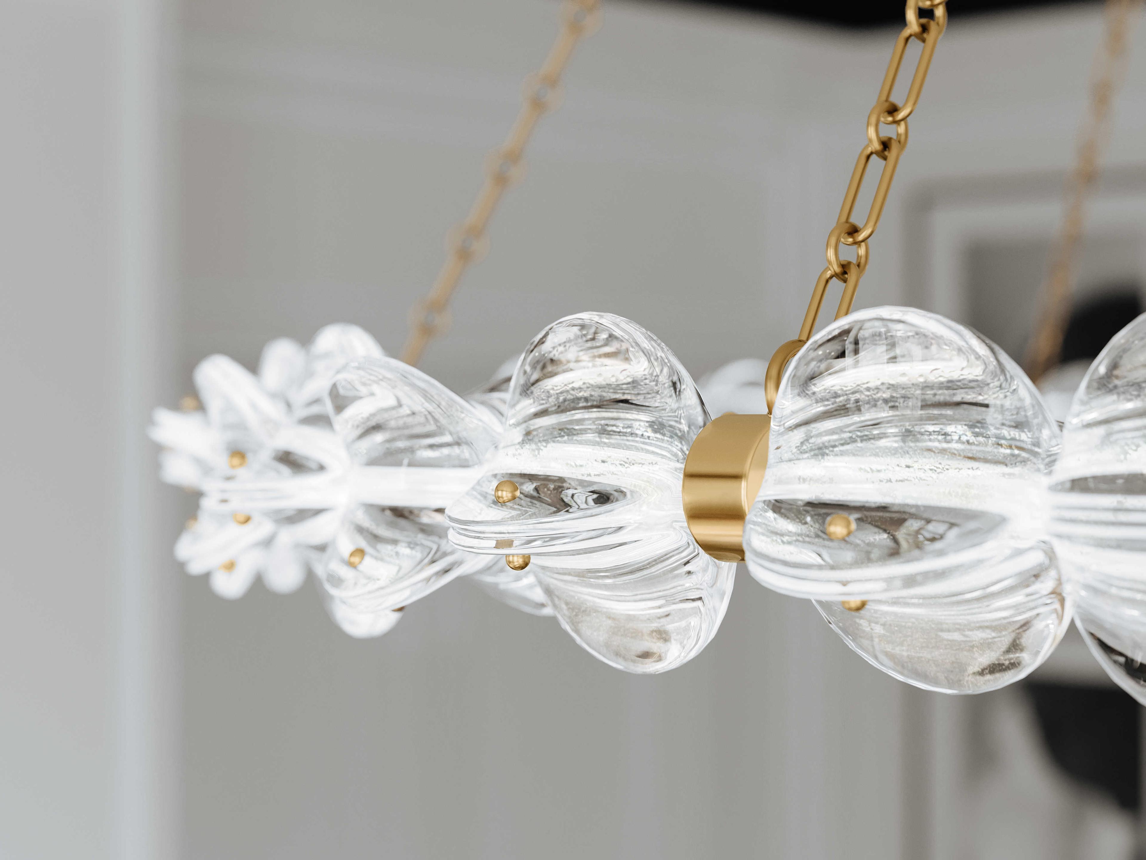 Hudson Valley Lindley 1-Light Aged Brass Etched Glass LED Chandelier