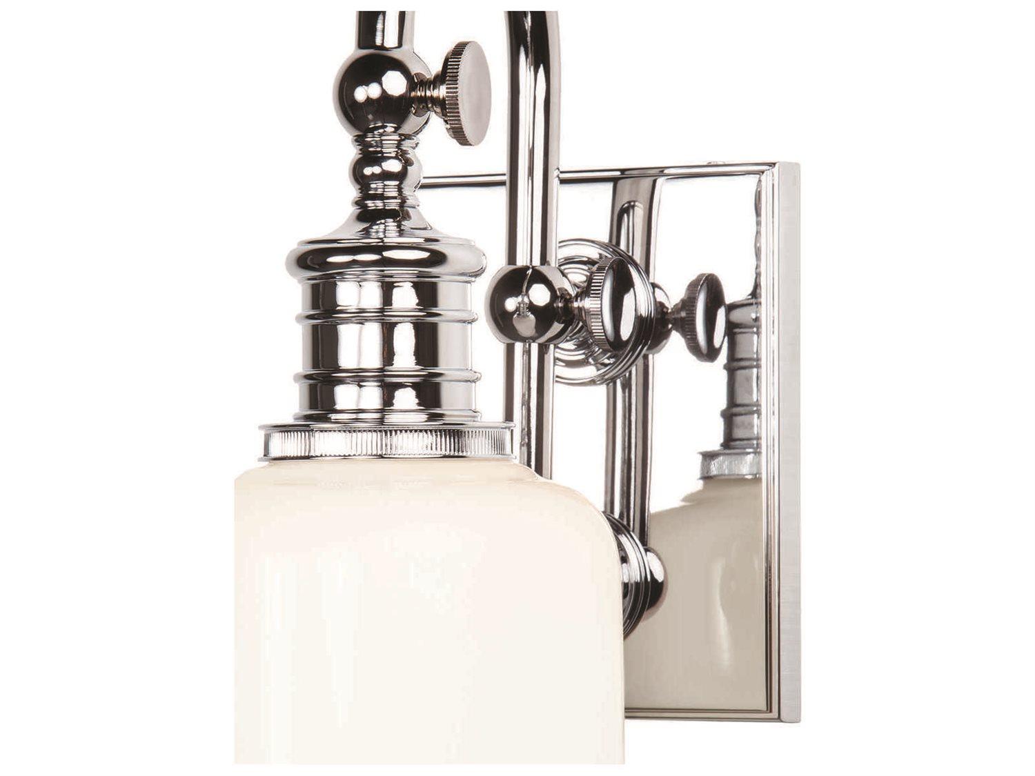 Hudson Valley Keswick 1-Light Polished Chrome Off White Glass Wall Sconce