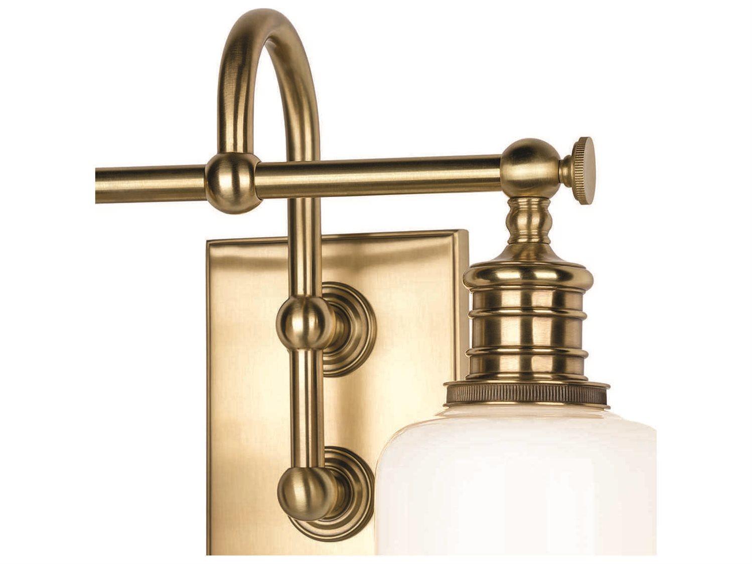 Hudson Valley Keswick 2-Light Aged Brass Off White Glass Vanity Light