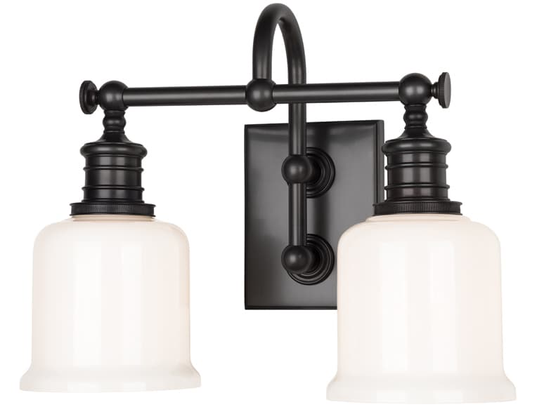Hudson Valley Keswick 2-Light Old Bronze Off White Glass Vanity Light