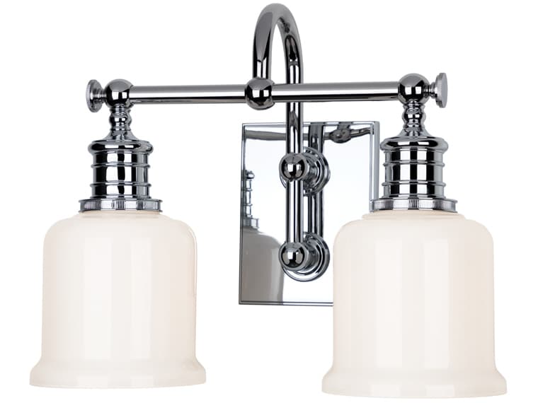 Hudson Valley Keswick 2-Light Polished Chrome Off White Glass Vanity Light
