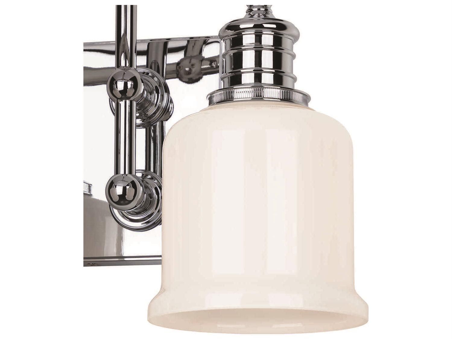 Hudson Valley Keswick 2-Light Polished Chrome Off White Glass Vanity Light