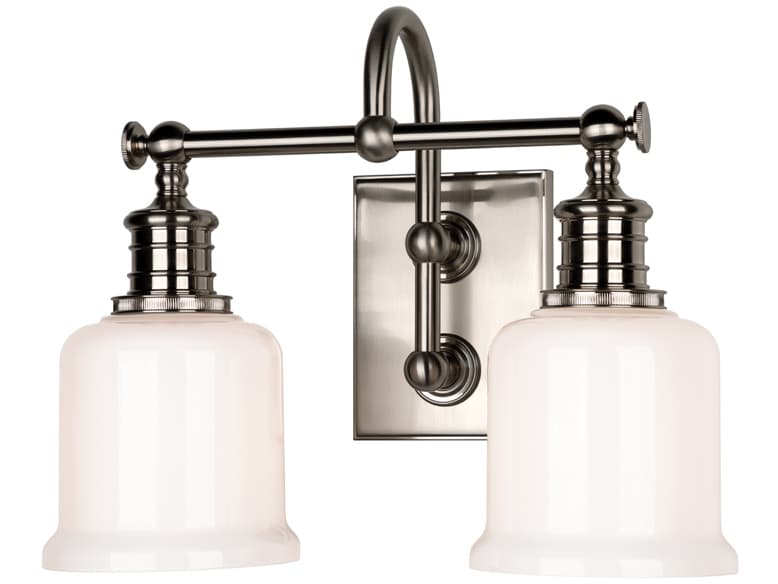 Hudson Valley Keswick 2-Light Satin Nickel Off White Glass Vanity Light