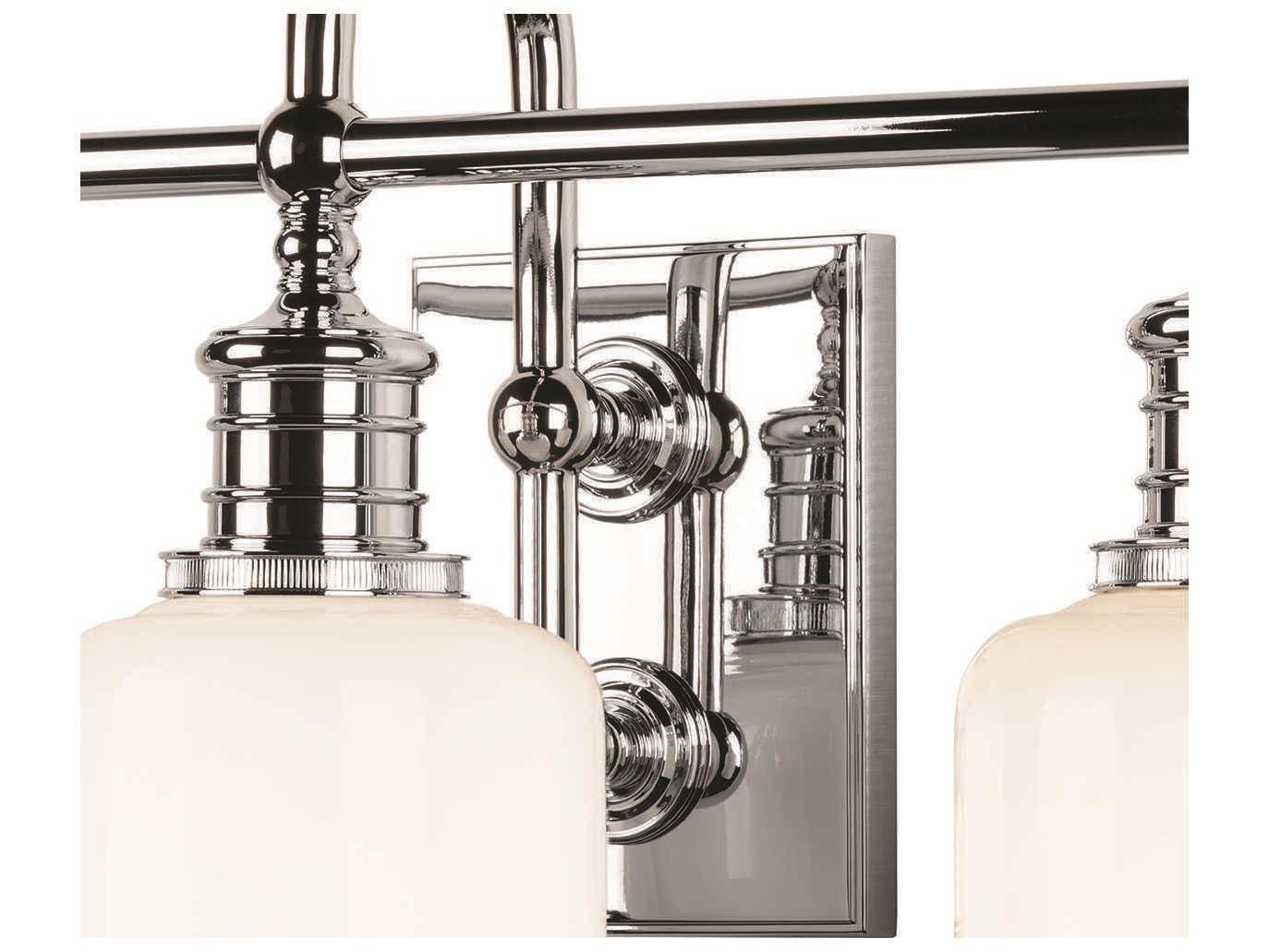 Hudson Valley Keswick 3-Light Polished Chrome Off White Glass Vanity Light