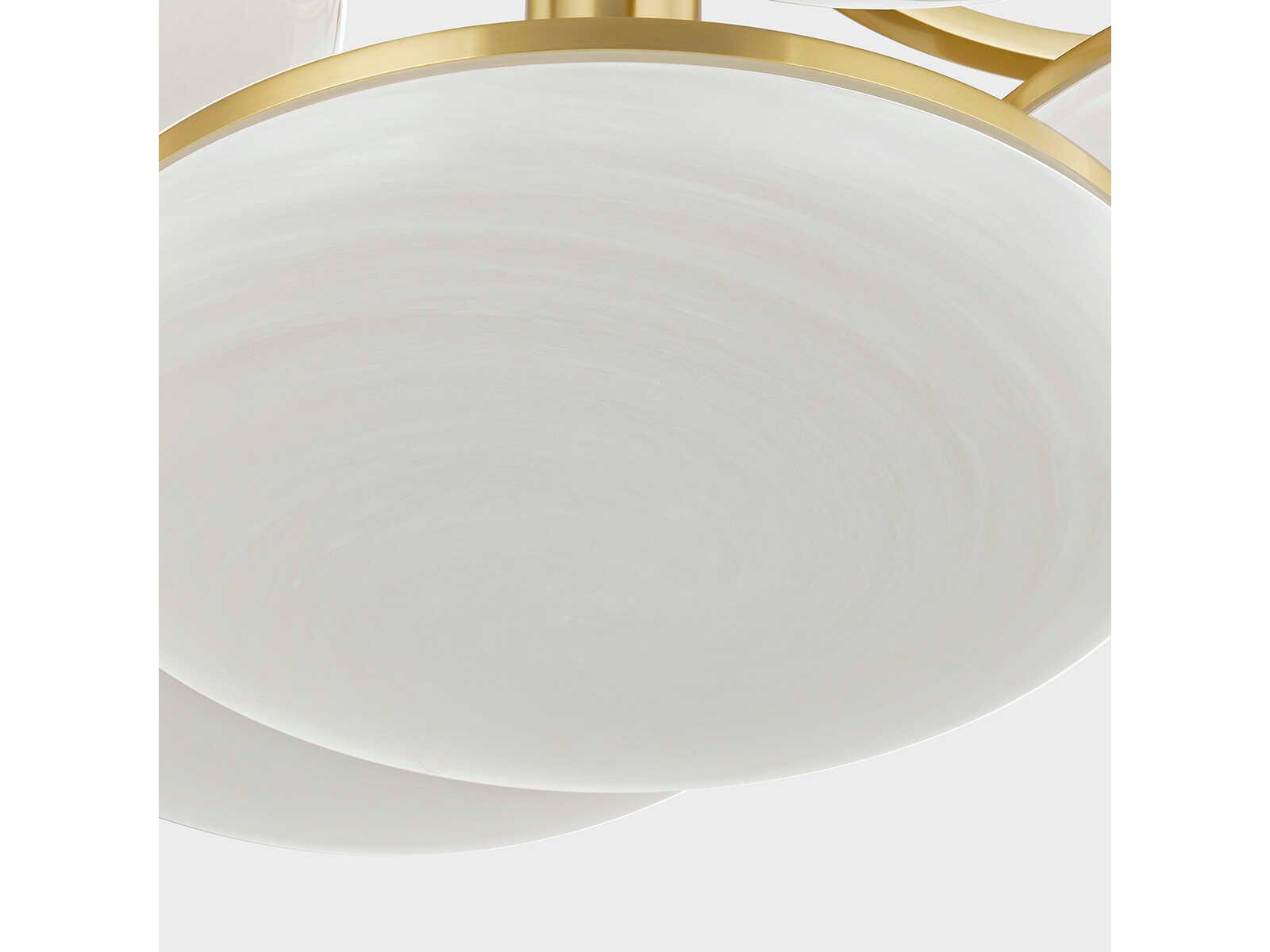 Hudson Valley Bregman 5-Light Aged Brass Glass LED Semi Flush Mount