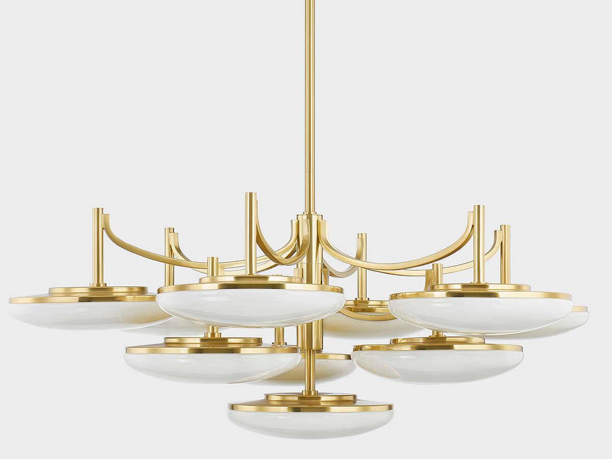 Hudson Valley Bregman 10-Light Aged Brass Glass LED Chandelier
