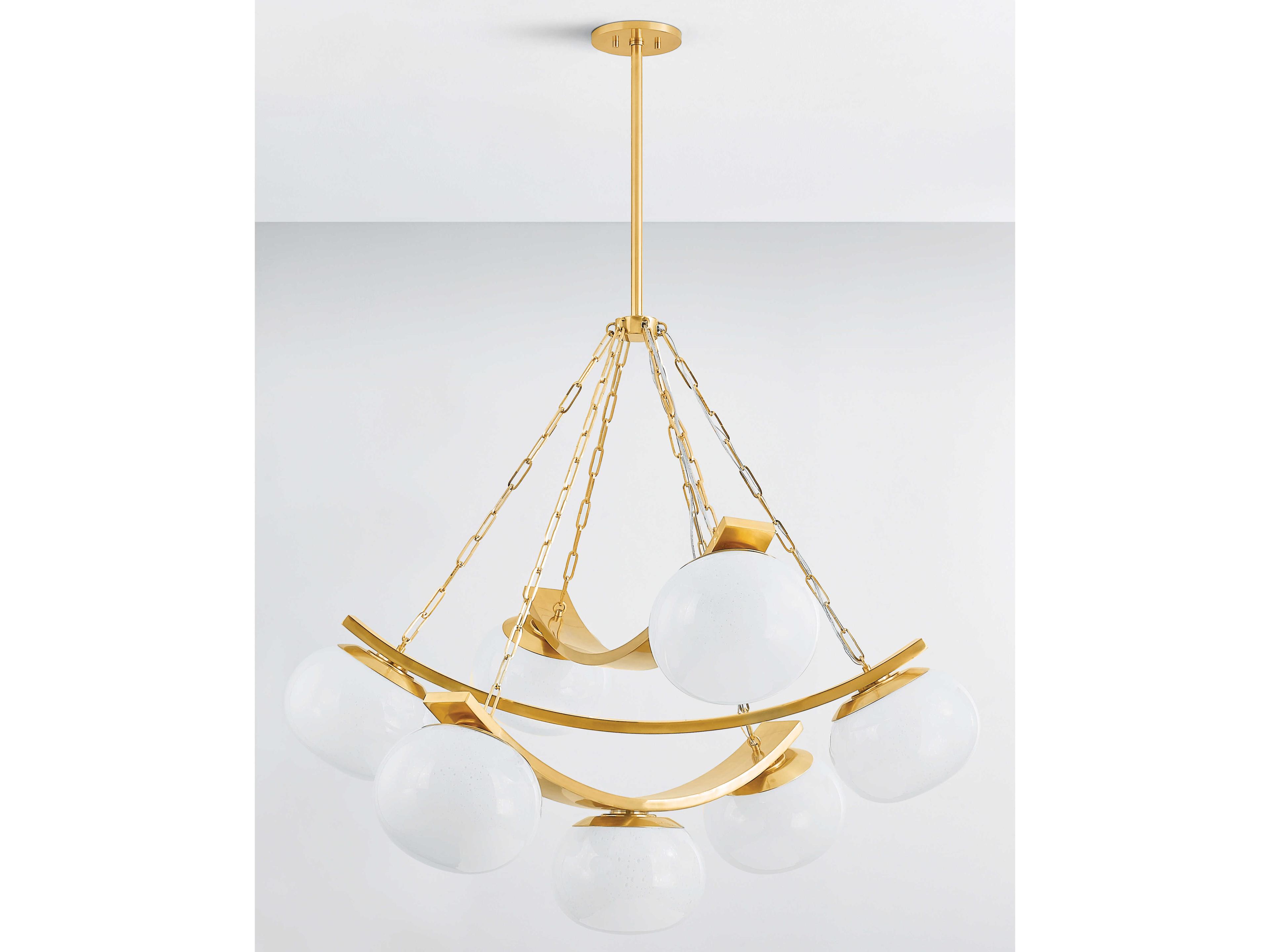 Hudson Valley Duxbury 7-Light Aged Brass Globe Chandelier