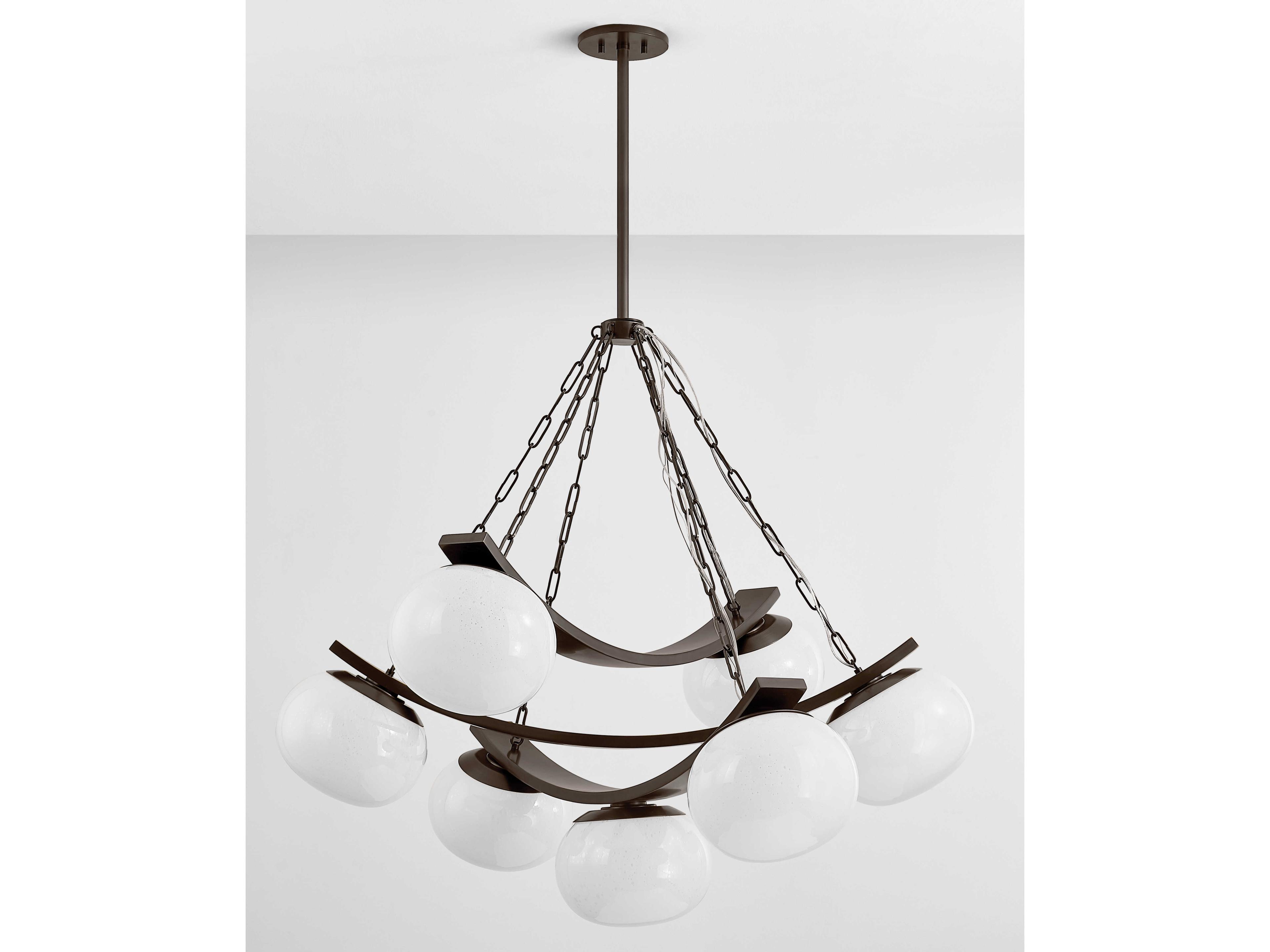 Hudson Valley Duxbury 7-Light Distressed Bronze Black Globe Chandelier