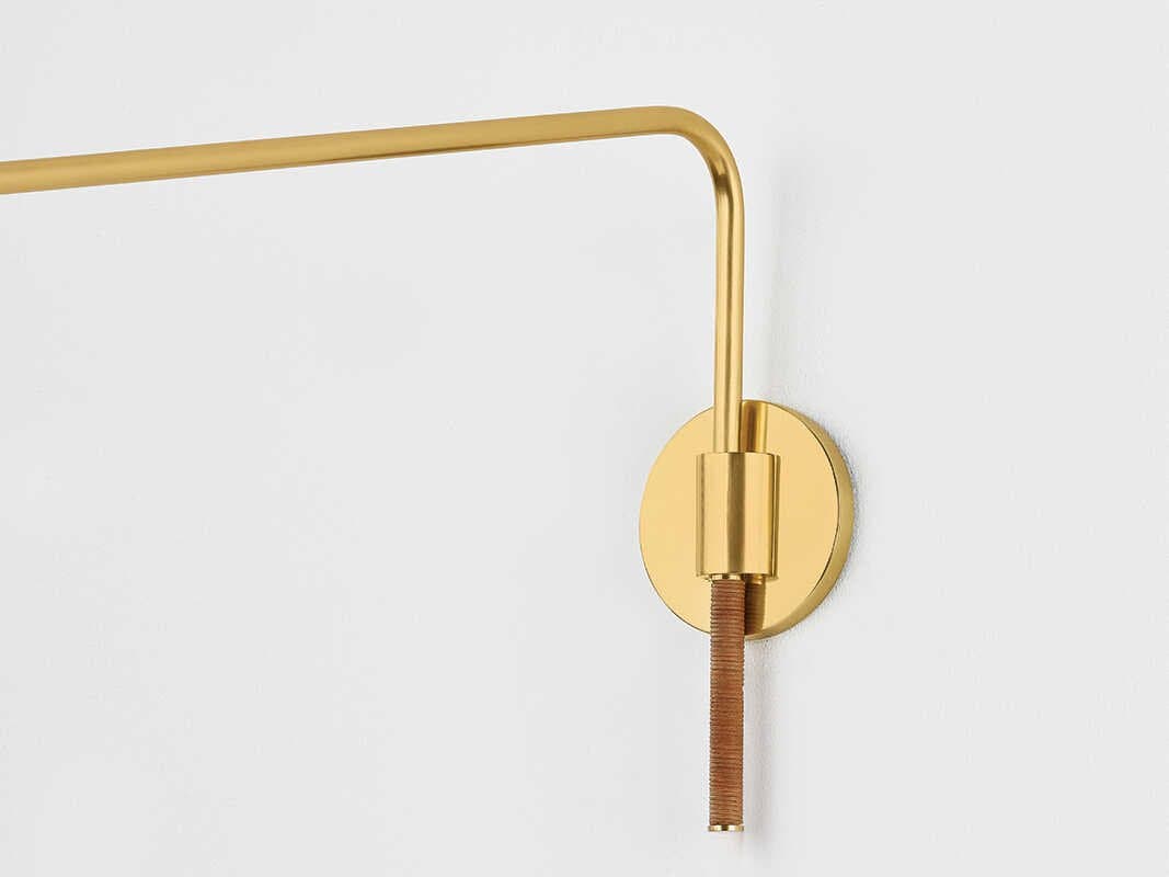 Hudson Valley Narragansett 1-Light Aged Brass Swing Wall Sconce