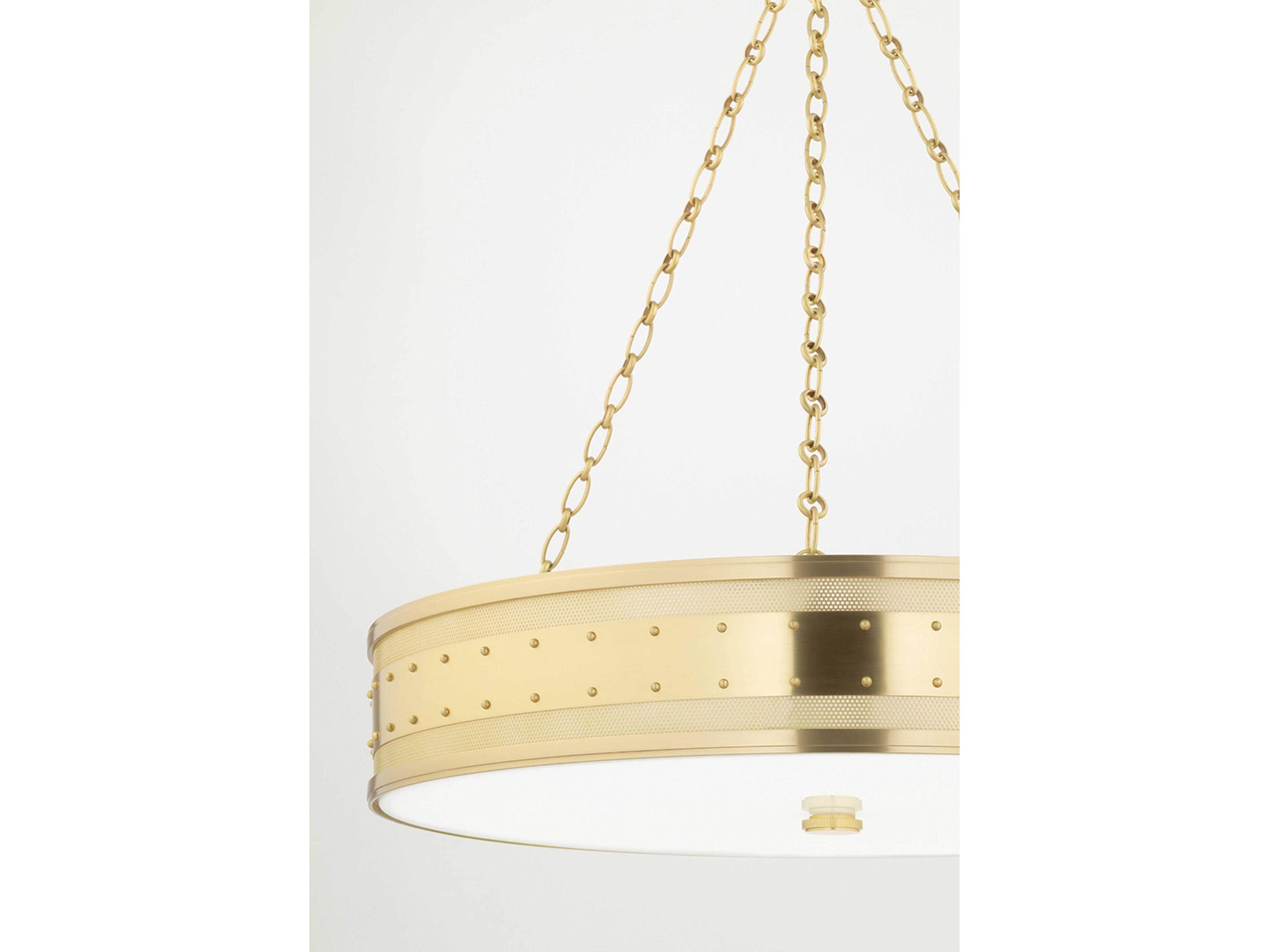 Hudson Valley Gaines 6-Light Aged Brass Glass LED Drum Pendant