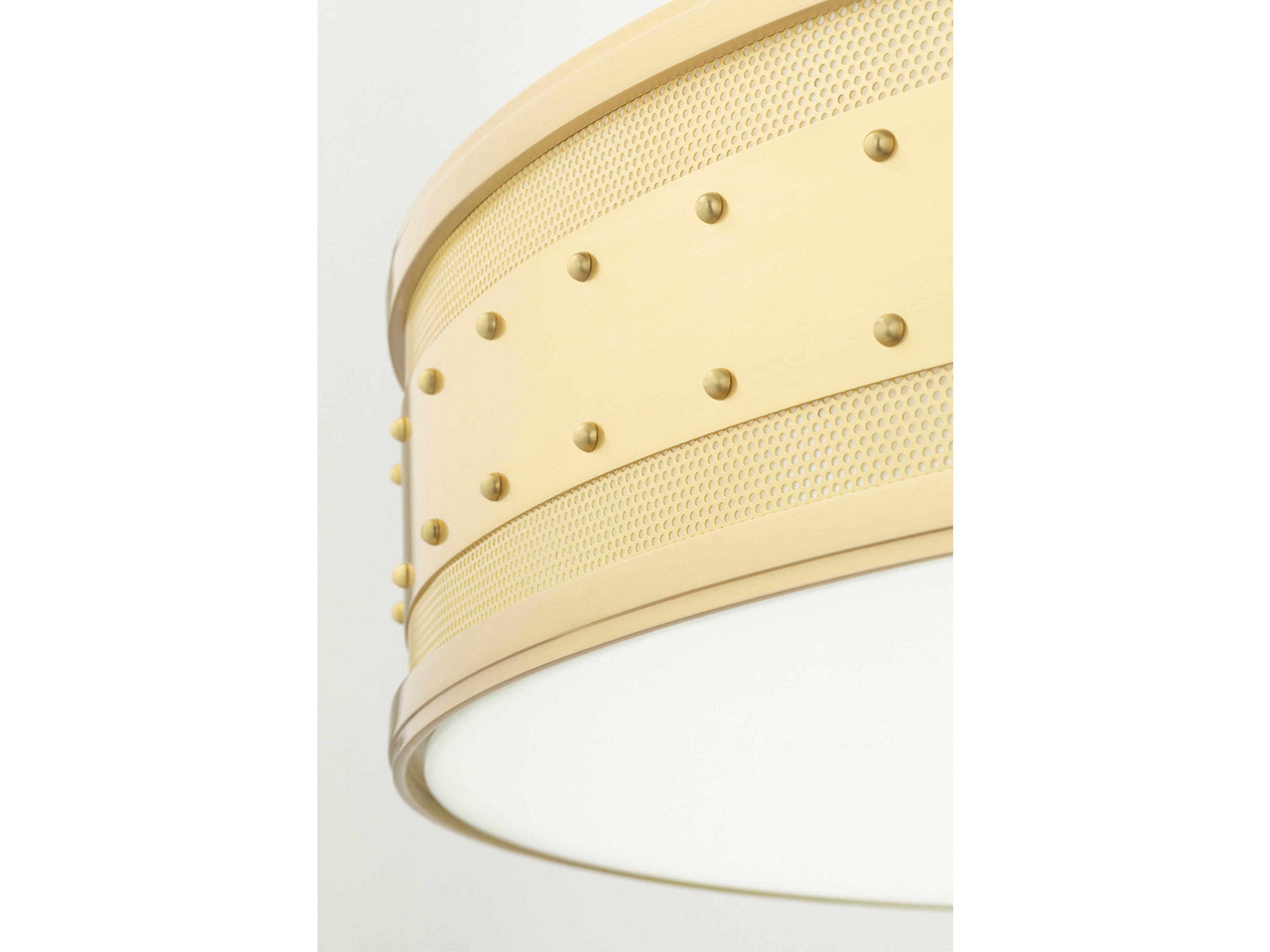 Hudson Valley Gaines 6-Light Aged Brass Glass LED Drum Pendant