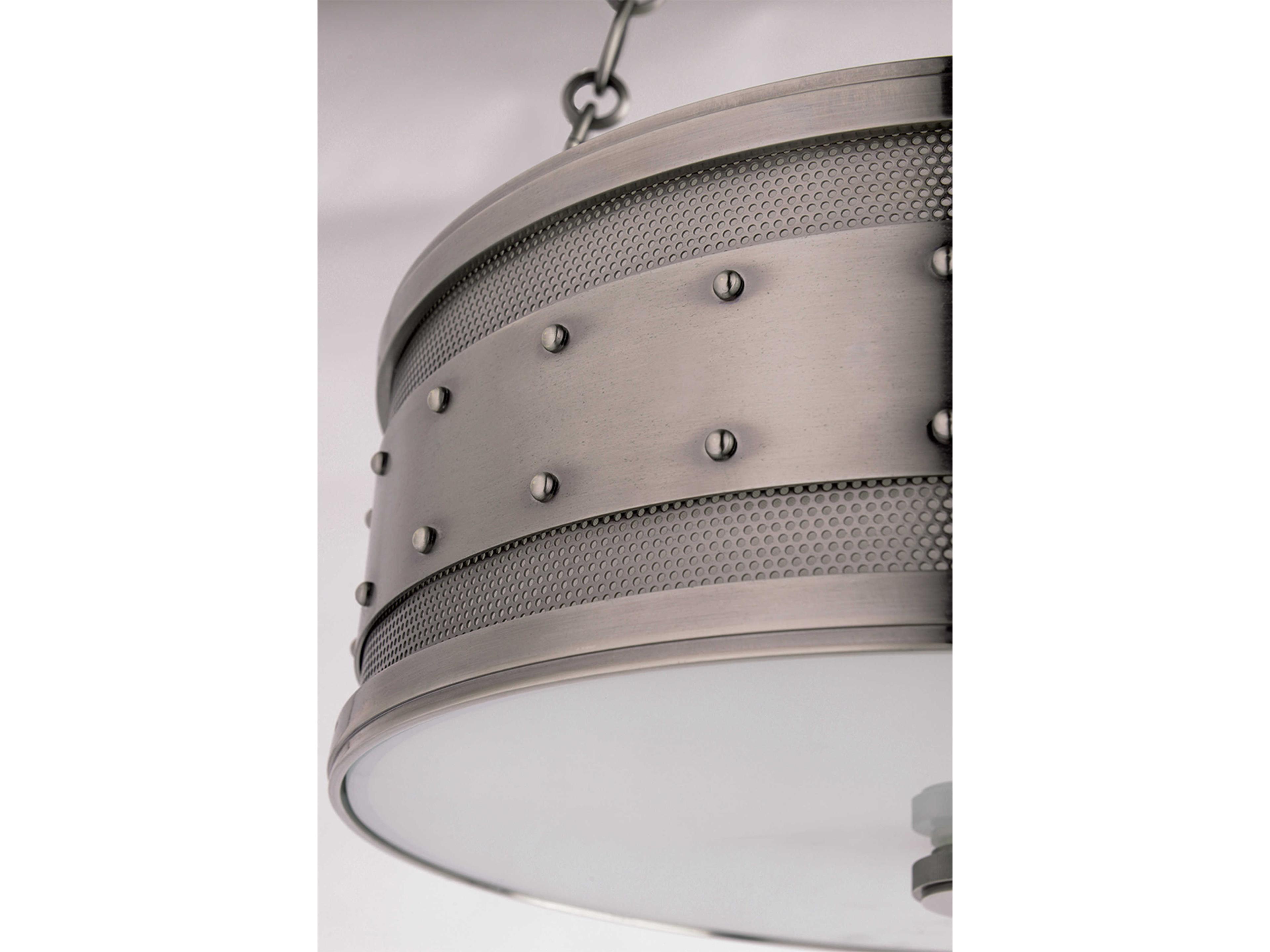 Hudson Valley Gaines 6-Light Historic Nickel Glass LED Drum Round Pendant