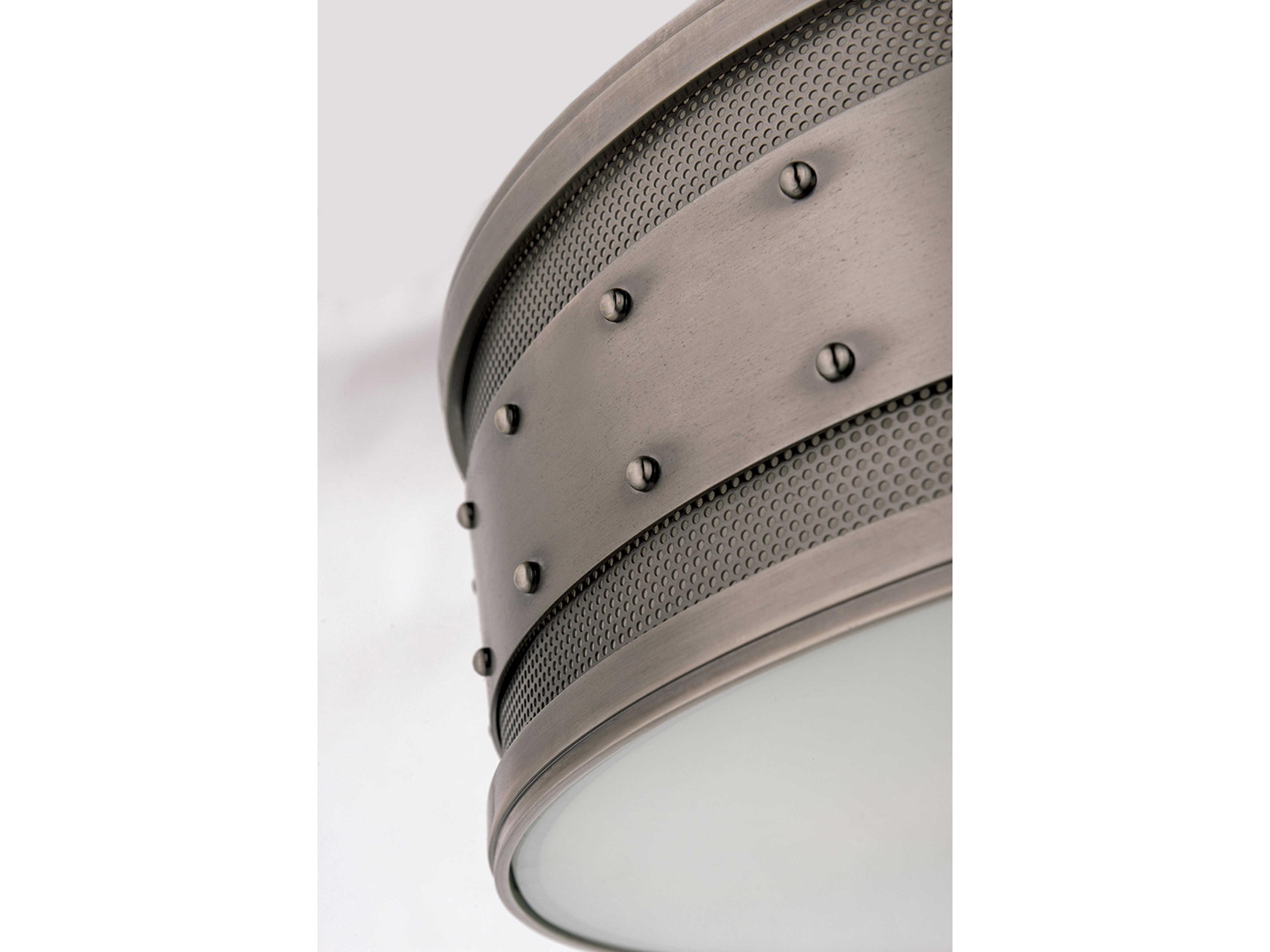 Hudson Valley Gaines 6-Light Historic Nickel Glass LED Drum Round Pendant