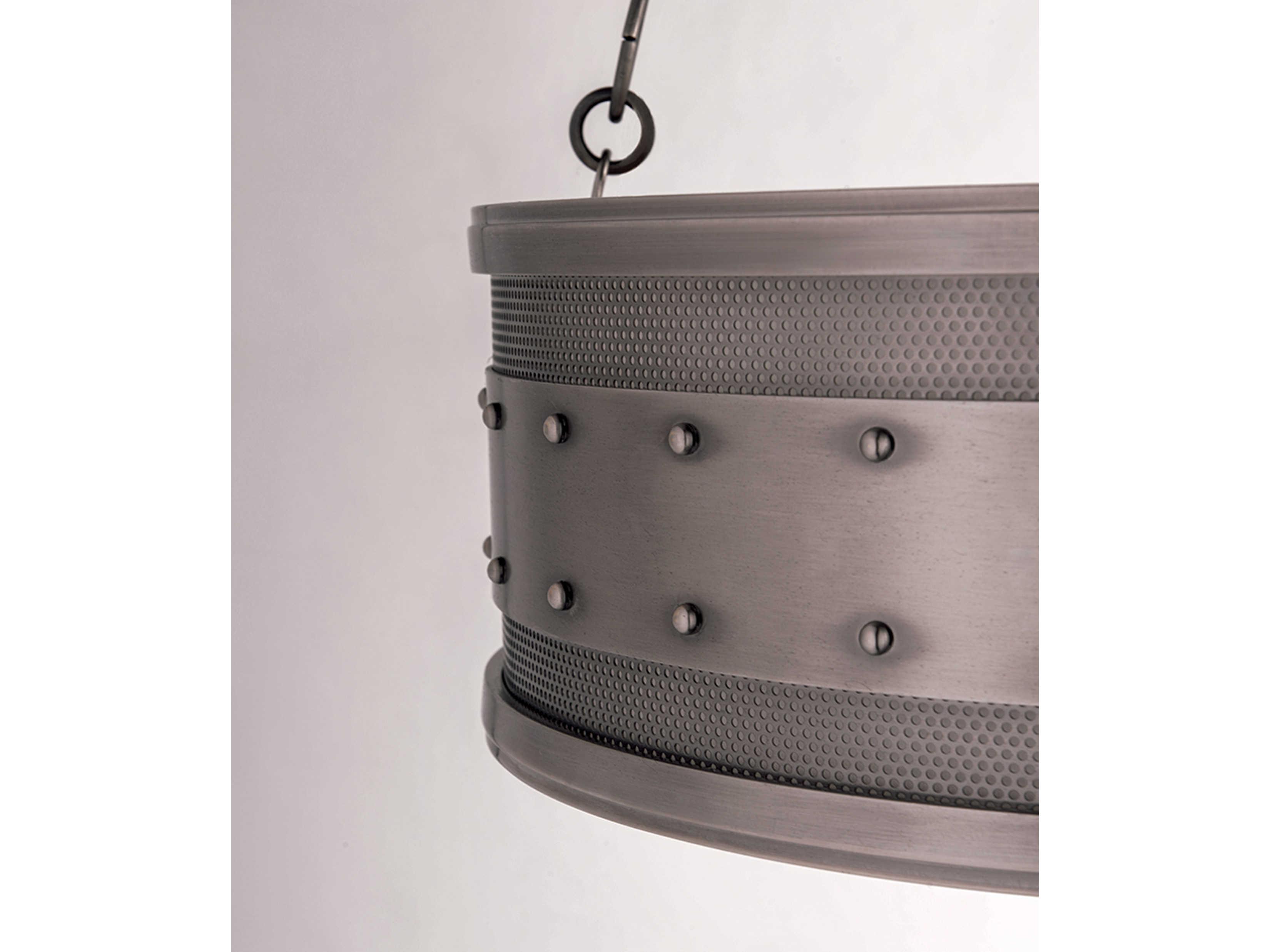 Hudson Valley Gaines 6-Light Historic Nickel Glass LED Drum Round Pendant