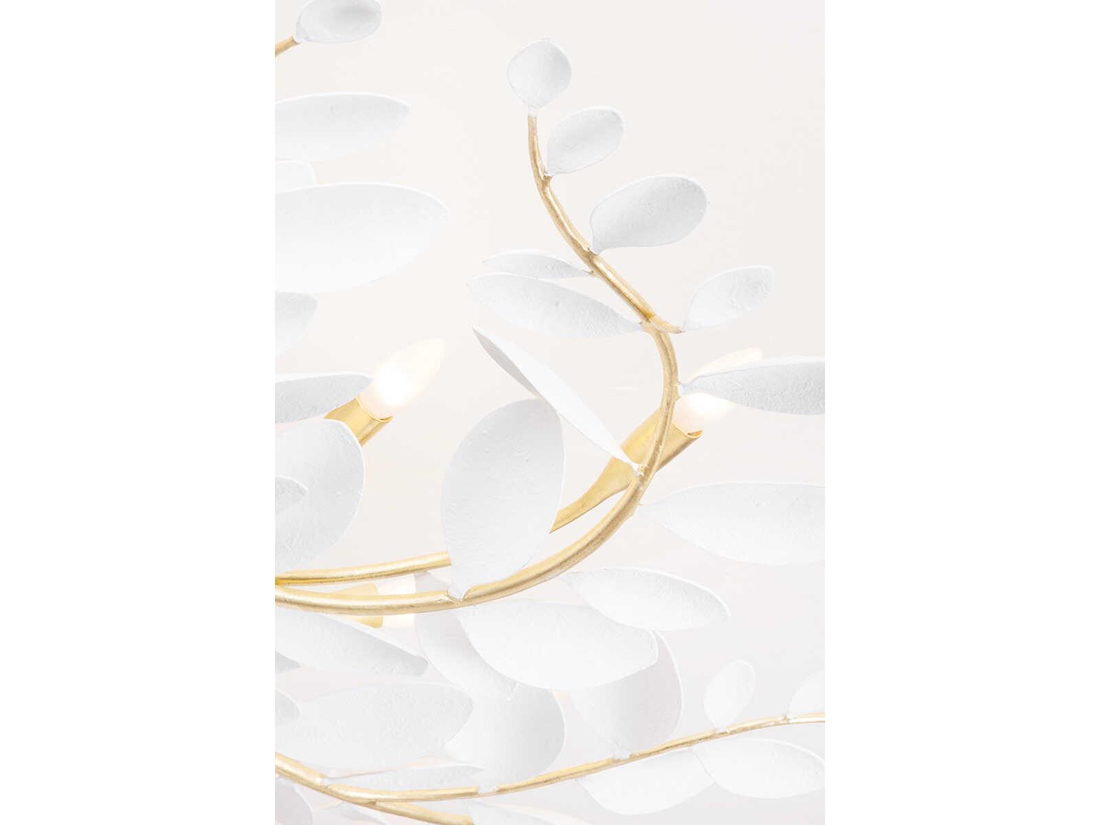 Hudson Valley Marabec 12-Light Vintage Gold Leaf White Plaster Semi Flush Mount