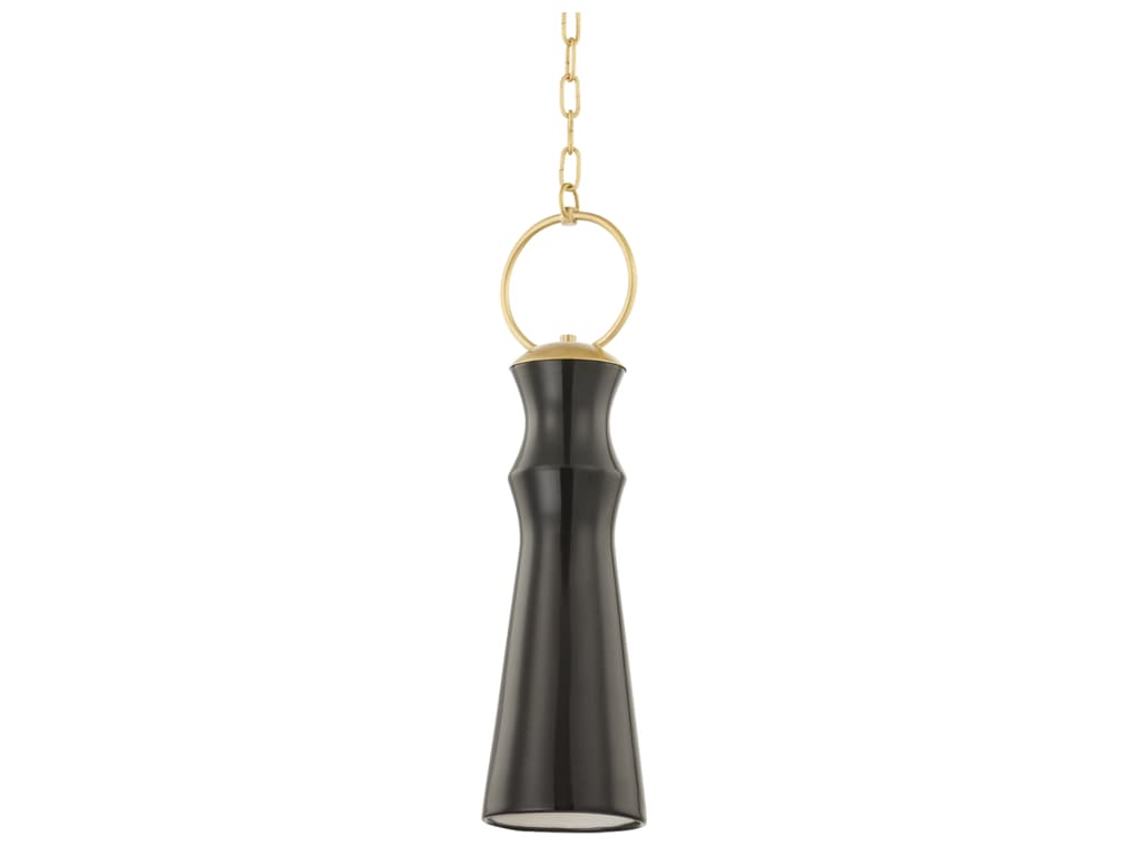 Hudson Valley Borden 1-Light Aged Brass Black Mini Pendant