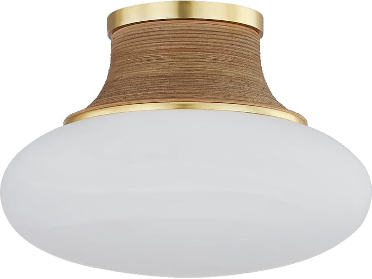 Hudson Valley Pearl River 1-Light Aged Brass Round Semi Flush Mount