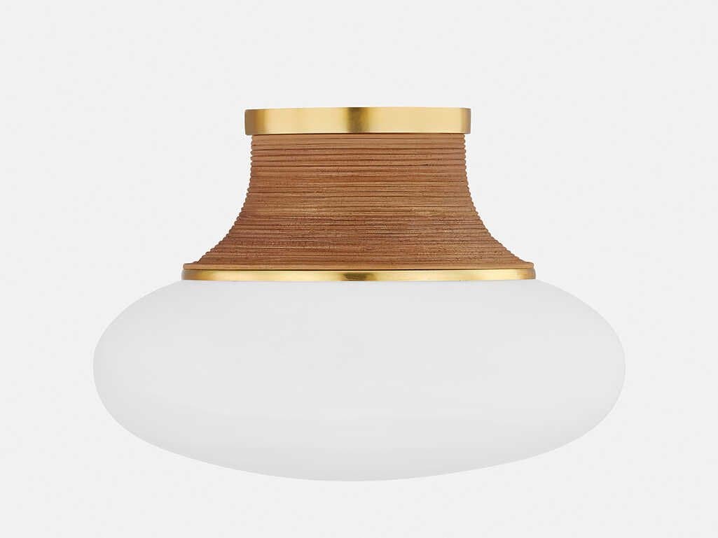 Hudson Valley Pearl River 1-Light Aged Brass Round Semi Flush Mount