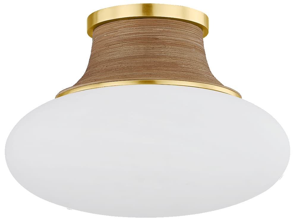 Hudson Valley Pearl River 1-Light Aged Brass Round Semi Flush Mount