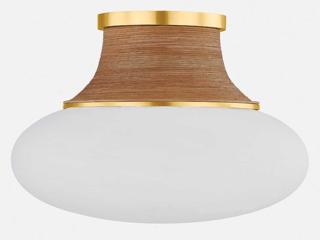 Hudson Valley Pearl River 1-Light Aged Brass Round Semi Flush Mount