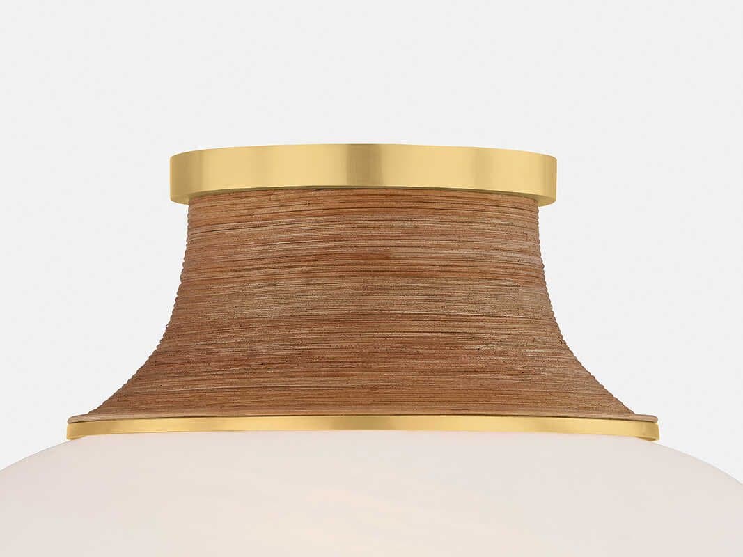 Hudson Valley Pearl River 1-Light Aged Brass Round Semi Flush Mount