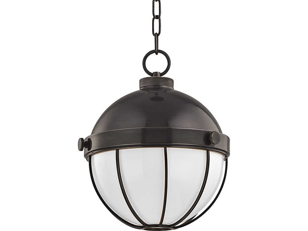 Hudson Valley Sumner 1-Light Old Bronze White Glass Globe Mini Pendant
