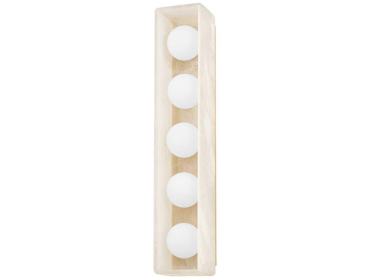 Hudson Valley Budnick 5-Light Aged Brass Glass LED Vanity Light